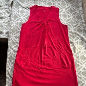 Bright Coral Sleeveless Shift Dress or Swimsuit Coverup